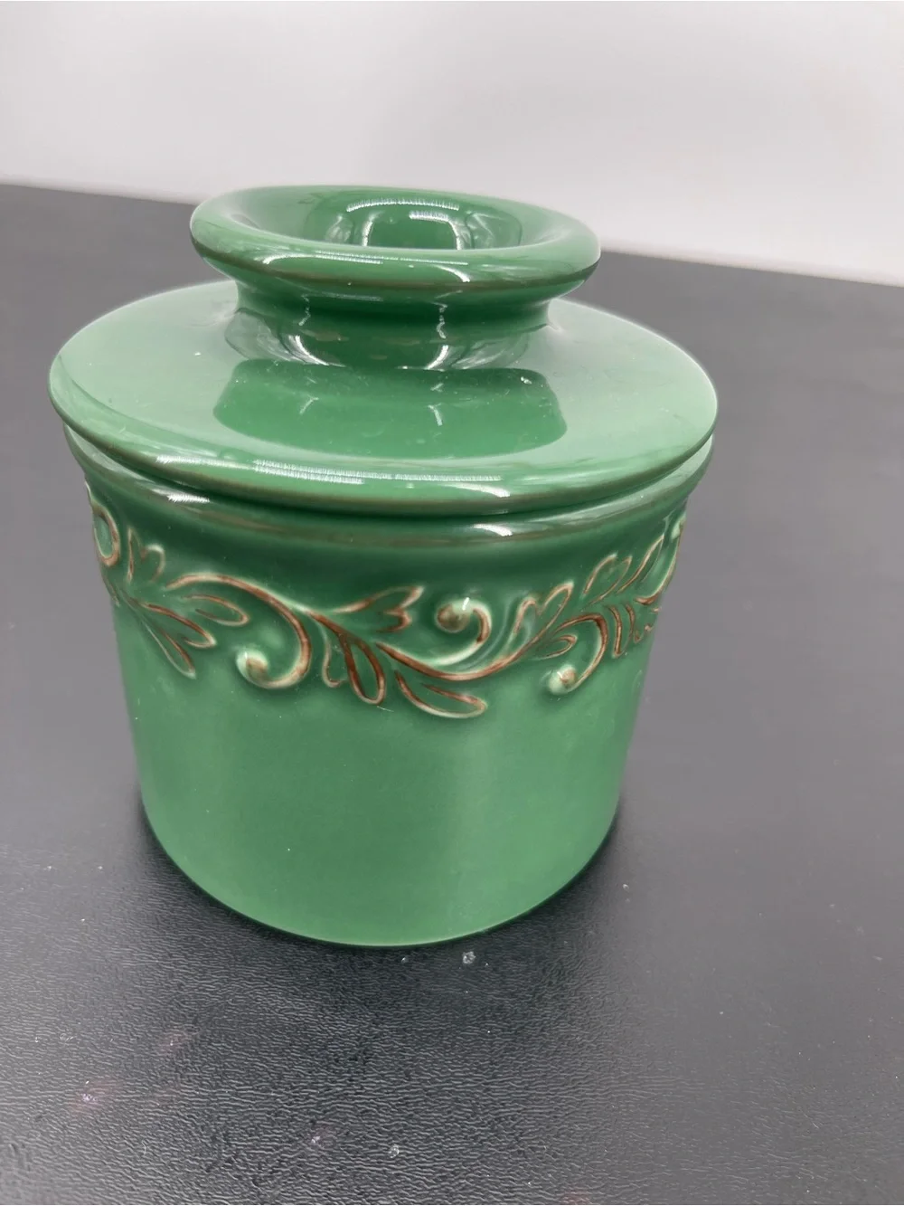 BUTTER BELL Crock by L. TREMAIN French Ceramic Green